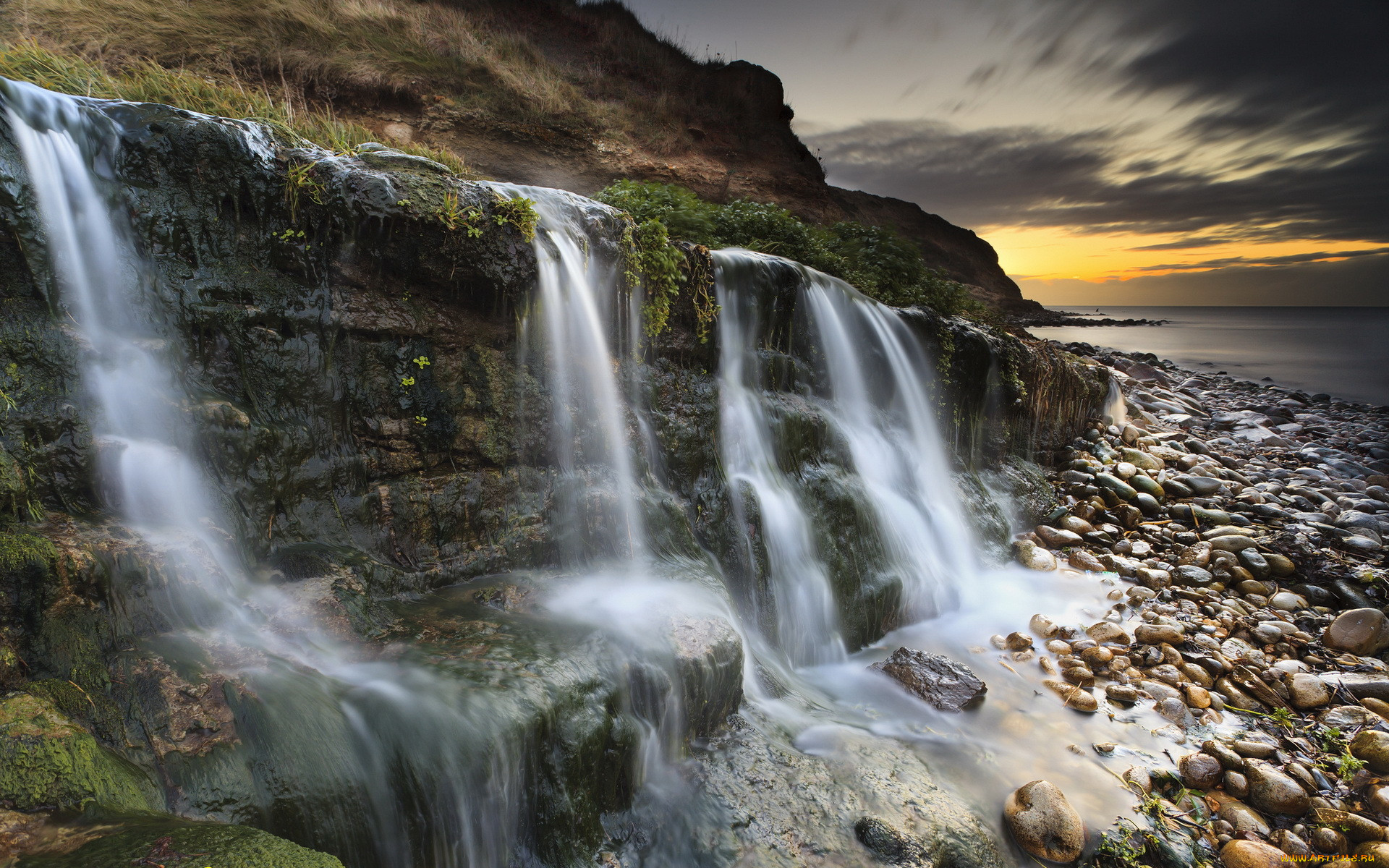 , , osmington, mills, waterfall, jurassic, coast, dorset, sunrise, sunset